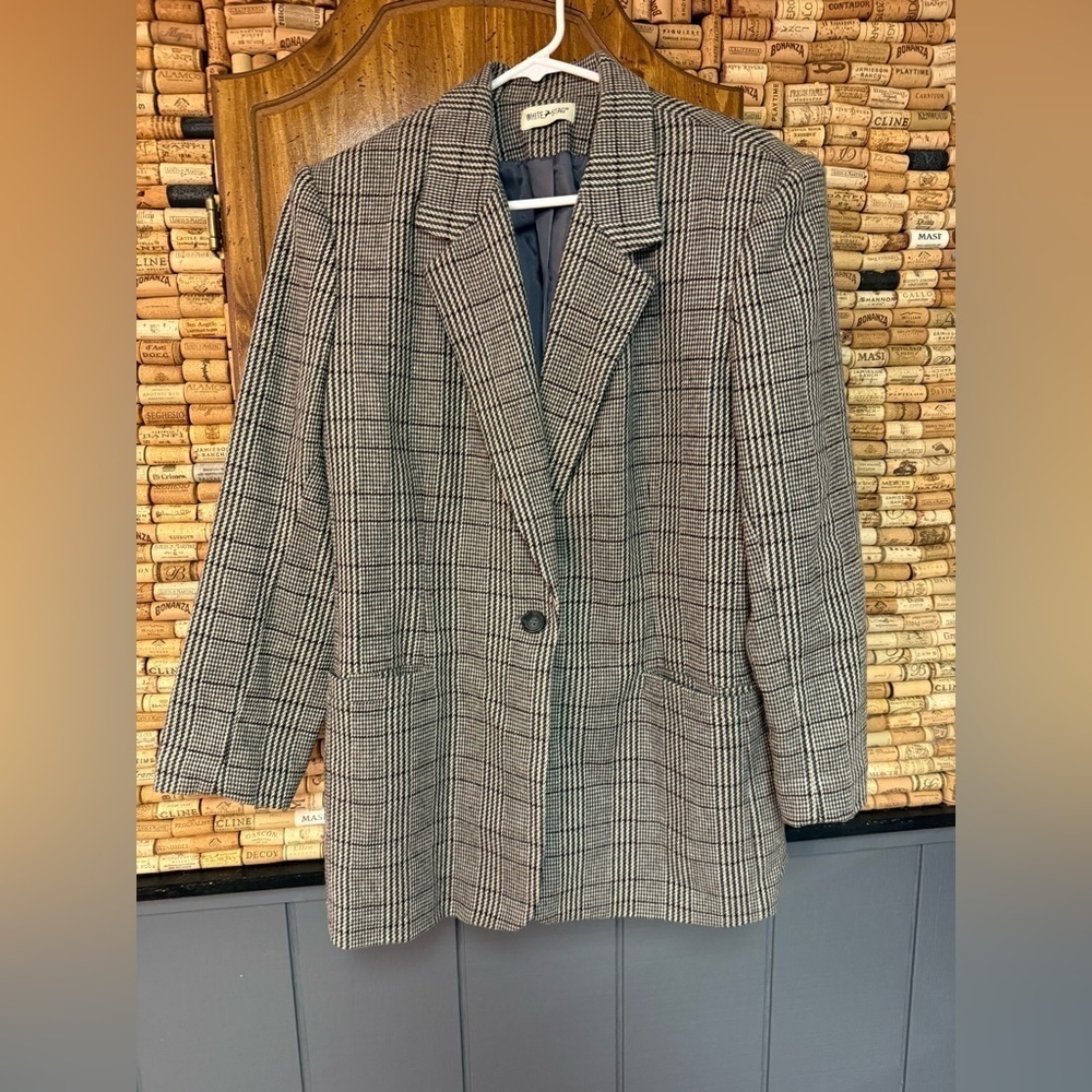Vintage White Stag Plaid Oversized blazer size M